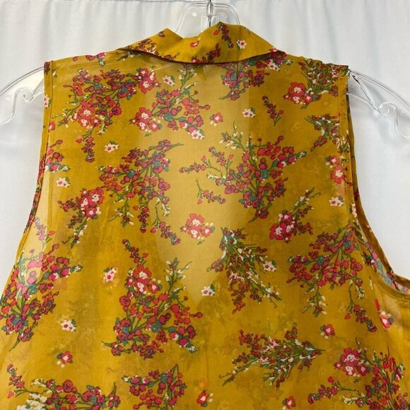 Charlotte Russe Womens Button Up Top Multicolor Floral Print Sleeveless M Sheer - Picture 2 of 11
